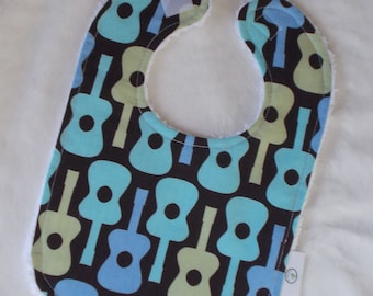 M. Miller Boy Groovy Guitar Fabric and Chenille Bib - SALE