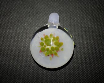Green and white flower implosion