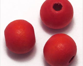 20 12mm red wooden beads