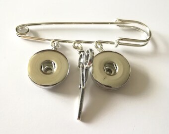 Hairdresser Snap button jewelry safety pin brooch