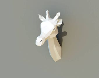 Giraffe, Giraffe paper, Giraffe lowpoly, Paper Trophy Giraffe, wall decoration, Instant Pdf download, Paper Mask, DIY template