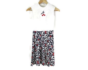 Vintage 50's Cherry Sleeveless Minidress Size Small