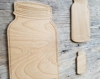 Wooden Mason Jar Paintable Blanks Door Hanger Craft Supply DIY Craft Projects Wooden Cutouts