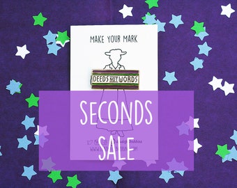PIN SECONDS - Deeds Not Words Suffragette Inspired 30mm Enamel Pin - Suffragette Jewellery - Lapel Pins - The Suffragettes - Suffragette Pin