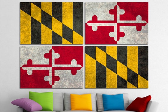 Maryland State Flag Wall Art Set Maryland Flag Wall Decor Flag