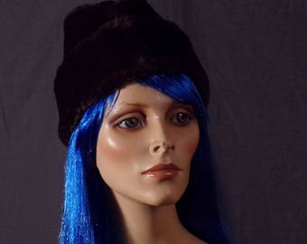 Vintage 1970s Hat - Faux Fur Diplomat Cossack Hat- Faux Fur Winter Hat