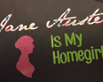 Jane Austen Decal, Jane Austen Sticker, Vinyl, Pride and Prejudice, Laptop, Car, Tumbler, Yeti, Regency, England, Glitter, Pattern, Custom
