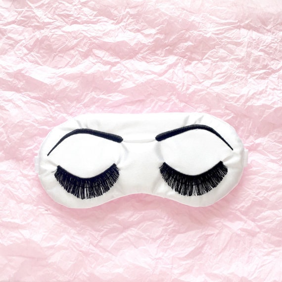 Eyelashes sleep mask with adjustable elastic WHITE & BLACK