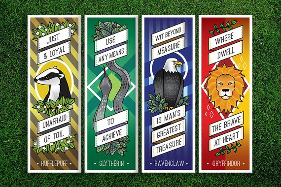 long bookmark gryffindor hufflepuff ravenclaw slytherin