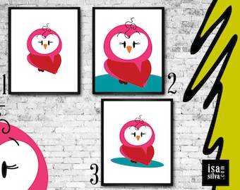 Owl * * Wall Print, illustration, nursery wall decoration, wall art, children wall art-owl-wall frame, children bedroom, decoration