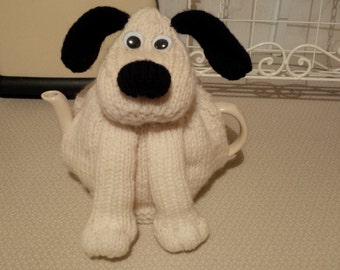 Large dog tea cosy made with Aran wool