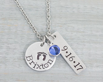 Personalized Jewelry - New Mom Gift - Mothers Jewelry - Baby Name Necklace - Personalized Necklace for Mom - Hand Stamped Necklace for Her