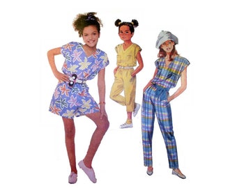 Girl's Jumpsuit, Jumper, Short or Long Pants, Sewing Pattern Child Size 8 Bust 27 Easy to Sew Uncut McCall's 3126