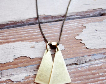 Float - Hand crafted Brass Triangle Necklace - Artisan Tangleweeds Jewelry