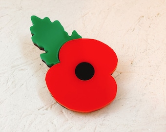 Acrylic Laser Cut Remembrance Day Poppy Brooch, Remembrance Sunday, Laser Cut Poppy, Acrylic Poppy, Laser Cut Jewellery, Red Poppy, Glitter