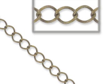 Bronze chain, curb chain. Link closed 4 mm-1 meter