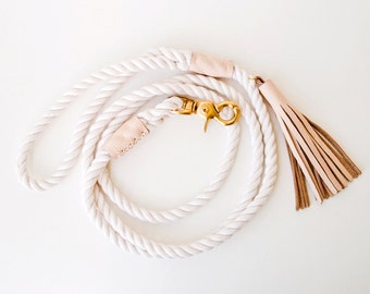 Rope Dog Leash - Blush Leather - Pet Lead