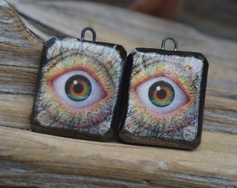 Insanity! - Handmade Porcelain Picture Bead Pair