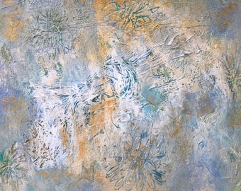 Abstract Acrylic Painting, Original 9" x 12" White Gold Modern Wall Art Home Decor on Paper