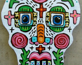 Original Whimsical Folk Art Sugar Skull