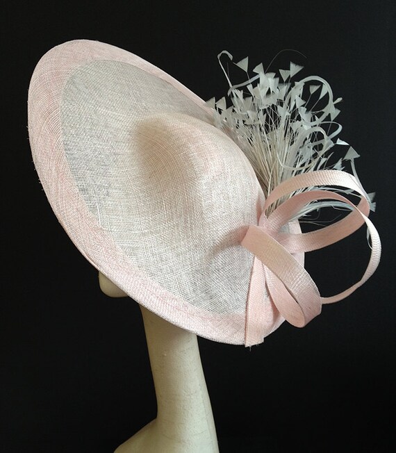 Items similar to Oyster Pink & Silver Saucer Beautiful saucer hat