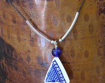 Blue Willow Shard Necklace
