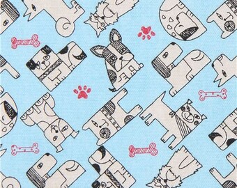 219790 dog animal blue Oxford fabric from Japan