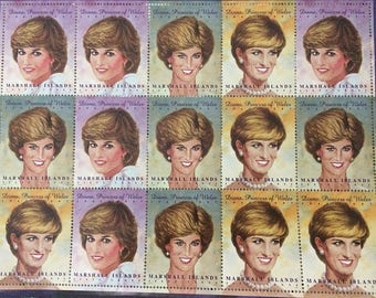 Diana Stamps Princess of Wales Postage Sheet Lady Di Marshall Islands 15 sixty-cent 1997