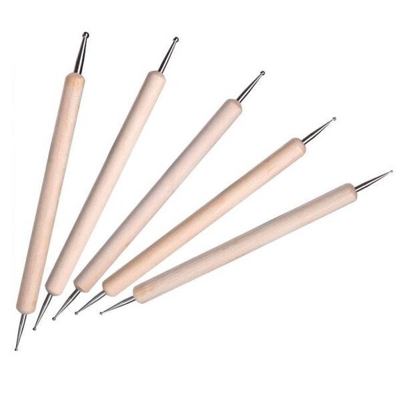 Dotting tools. Set of 5 stylus with professional design wood