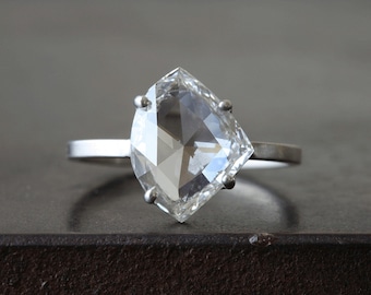 Custom Clear- White Rose Cut Diamond Ring