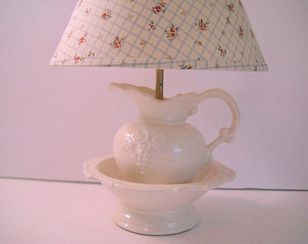 Vintage Water Pitcher and Bowl Lamp