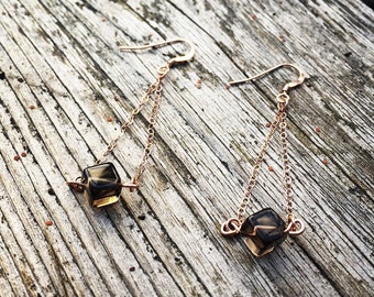Smokey Rose Gold Geometric Earrings