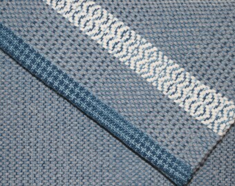 Gray Handwoven Towel - Hand Woven Hand Towel in Grey and White - Kitchen Towel