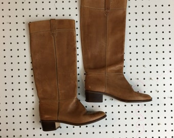 Vintage brown leather riding boots tall size 7