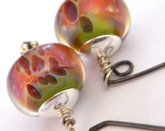 sterling silver earrings boro lamp work earrings glass earrings