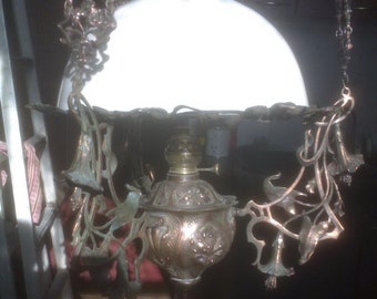 Chandelier Antique kerosene 19th century "20" Matador Berlin* with a counterweight.