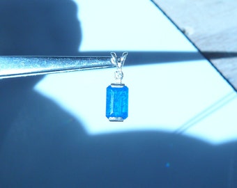 2.08ct Neon Blue Apatite Pendant with a 2mm White Zircon Accent