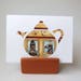 TEAPOT Card LIGHTHOUSE Fabric 6" x 4" with envelope Blank for any occasion White Textured card seaside nautical themed fabric ocean card