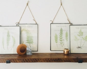 9.5" DEEP BY....Reclaimed Wood Shelves With 2 Handmade Steel Shelf Brackets, Made to Order
