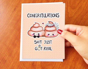 Funny Wedding Card - Funny wedding congratulations card funny, wedding congrats card, Punny wedding card funny, marriage humor, hand drawn