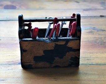 Miniature Tool Box, Fairy Garden, Dollhouse Miniatures, Fairy Accessories