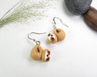 Sloth Earrings, sloth jewelry, sloth gifts, animal charm, sloth charm, polymer clay, cute earrings, animal earrings, unique earrings gift