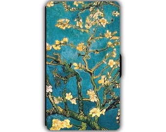 Van Gogh Art Faux Leather Wallet Phone Case iPhone 4 5 SE 6 7 Plus Galaxy S6 S7 S8 Edge iPad Air Mini Pro New No.02 almond blossom flower