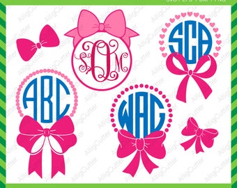 Download Circle Dot Scallop Monogram Frames SVG DXF PNG eps Cut Files