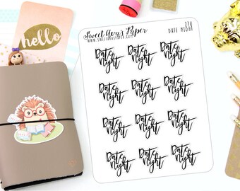 Date Night Planner Stickers - Script Planner Stickers - Lettering Planner Stickers - Night Out Planner Stickers - Fits Most Planners - 270