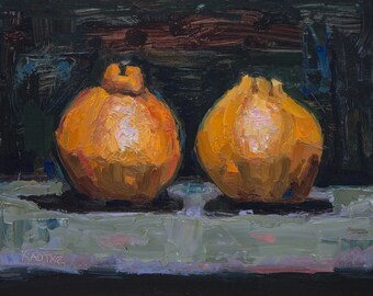 Small Still Life Oil Painting 8x10 on Panel, Study of Sumatras