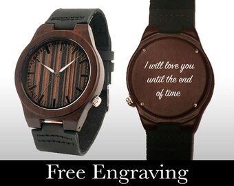 Engraved Watch, Wood Watch, Engraved Wood Watch, Dark Wood, Wooden Watch, Personalized Gift, Gifts For Him, Groomsmen