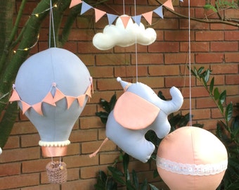 Baby Mobile, Hot Air Balloon, Circus Elephant