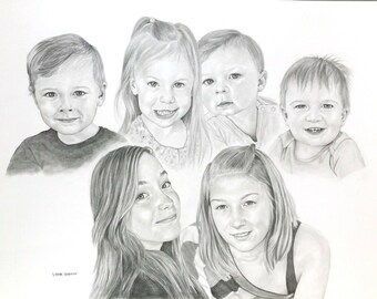 Custom Pencil Family Portrait Commission