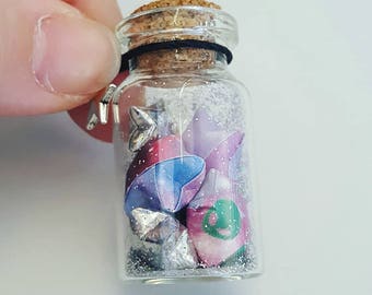 Space Invader Lucky Origami Star Necklace